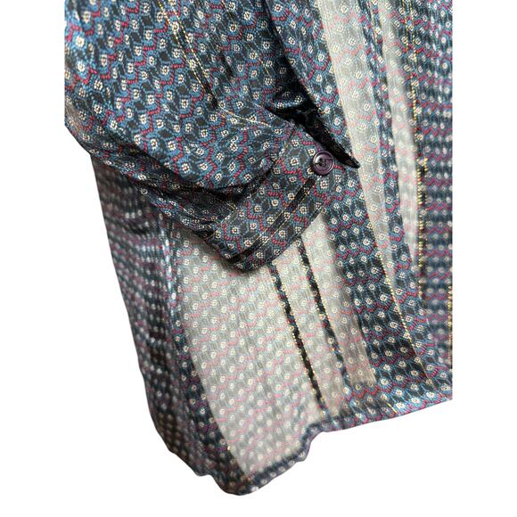 Vintage 70s The Silk Farm Paper Thin Sheer Metallic Silk Chiffon Blouse Size 10 - Picture 9 of 13